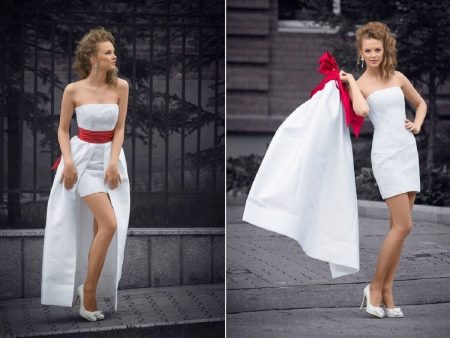 Transformable wedding dress with a patch skirt