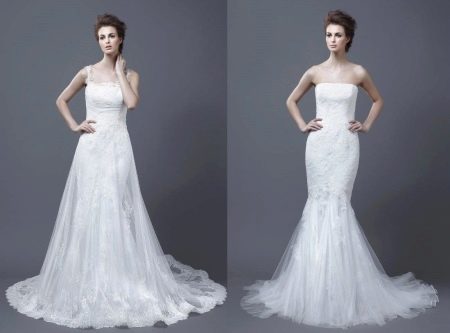 Lace transformer wedding dress with overlay top