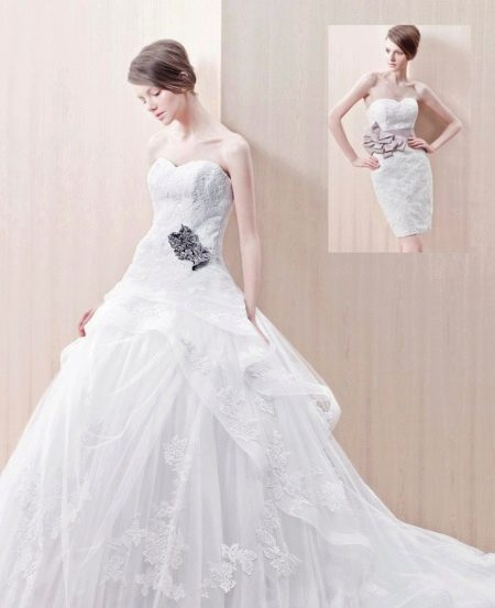 Lush wedding dress with a transformer overlay skirt