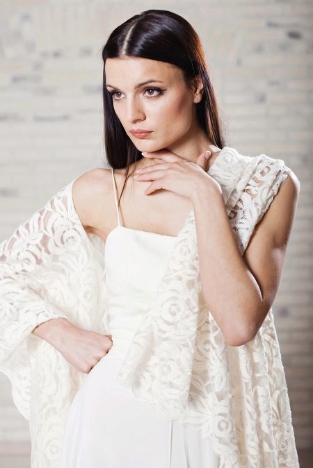 Rustic wedding dress with shawl
