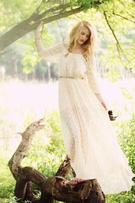 Lace wedding dress with rustic sleeves