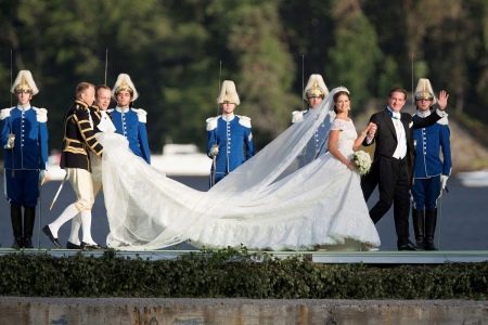 Princess Madeleine wedding dress with train