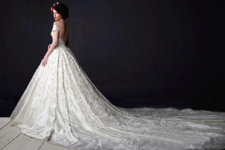 Wedding dress with a long train