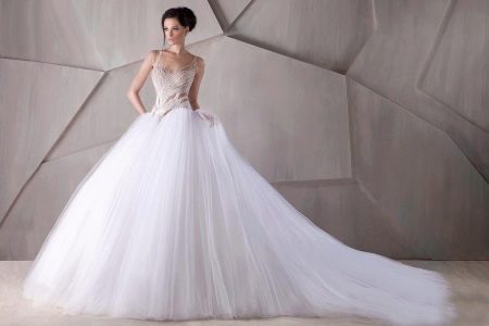 Lush wedding dress with a train