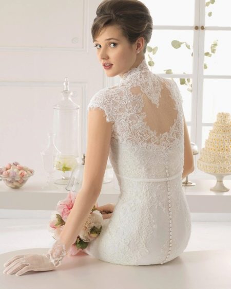 Closed Neck Open Back Wedding Dress