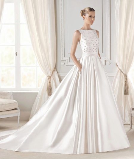 Wedding lush dress with a closed neckline