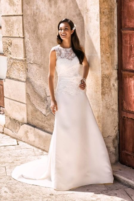 Wedding dress with openwork top