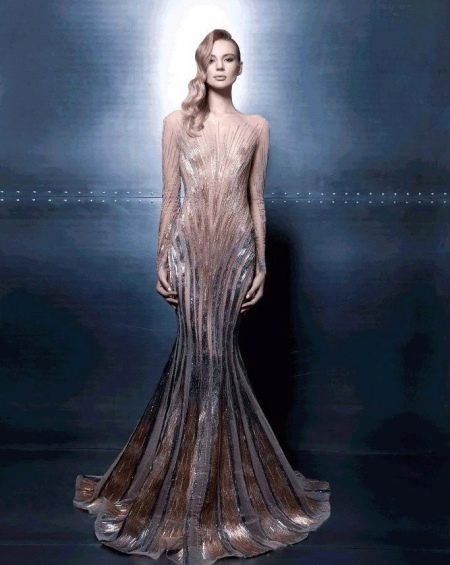 Evening dress in nude style
