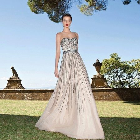 Evening dress from Tariq Ediz beige