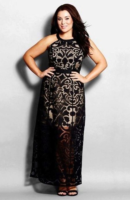 Black lace dress sheath evening for the full