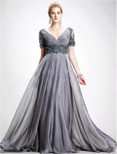 Plump A-line evening dress gray