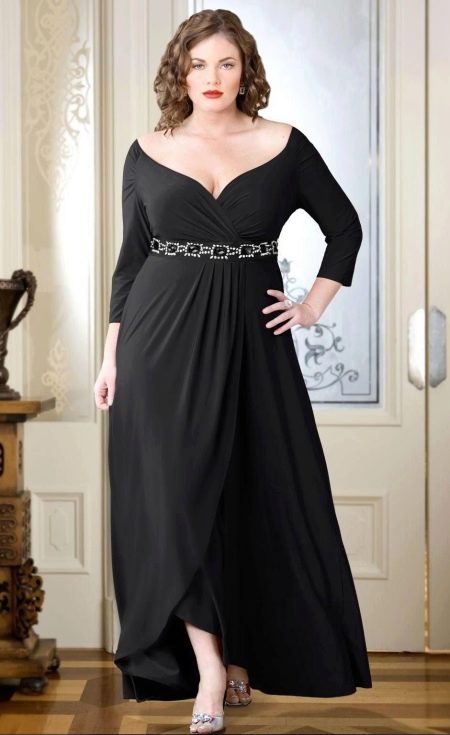 Evening dress with a wrap for plump black