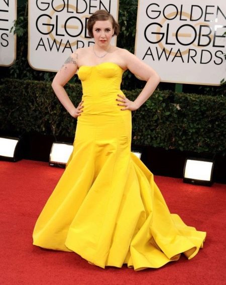 Evening yellow dress mermaid for the full