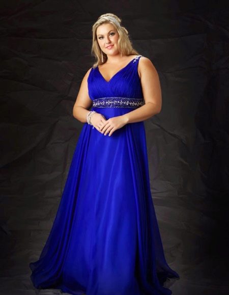 Blue evening dress for plump