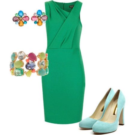 Emerald dress and heavenly shoes