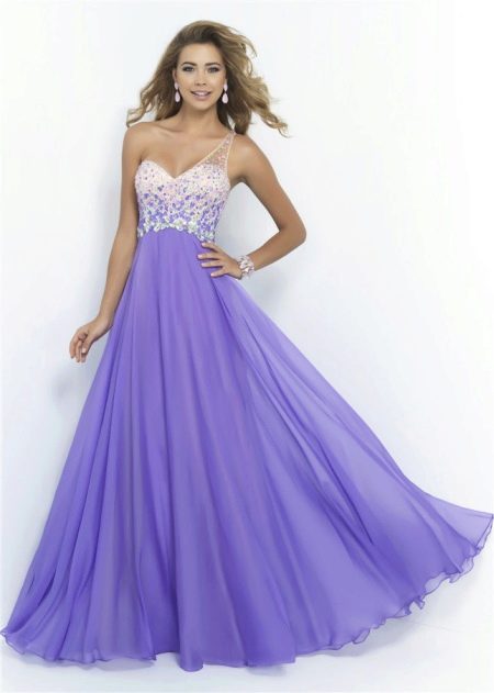 White and lilac evening dress