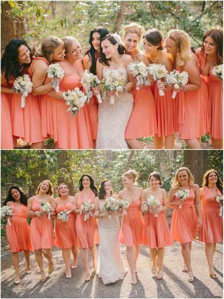 Coral Same Color Bridesmaid Dresses