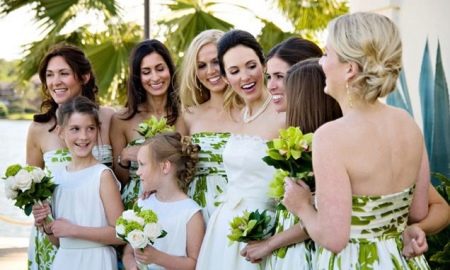White Printed Bridesmaid Dresses