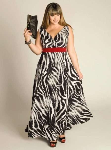 Evening dress for plump with a zebra pattern