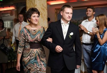 Evening dress for the mother of the groom made of natural fabrics