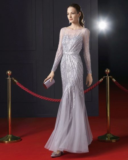 Evening dress to the floor with sleeves from Rosa Klara