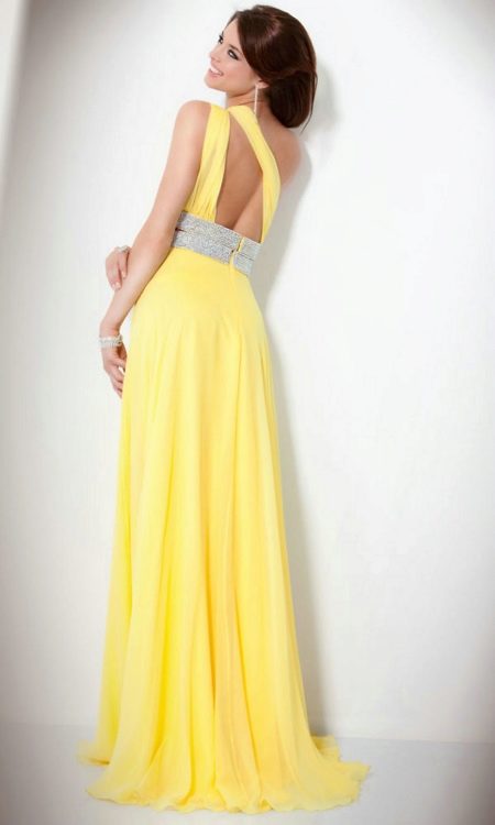 Greek style evening dress with open back