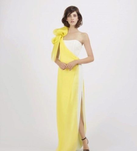 Evening dress yellow-white