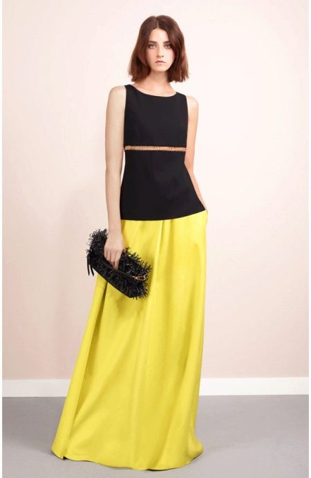 Evening suit with yellow skirt