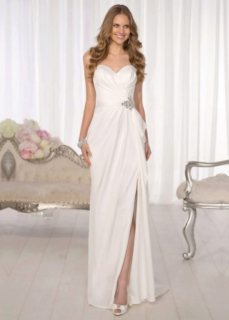 Straight Slit Satin Wedding Dress