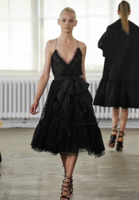 Evening lace black midi dress