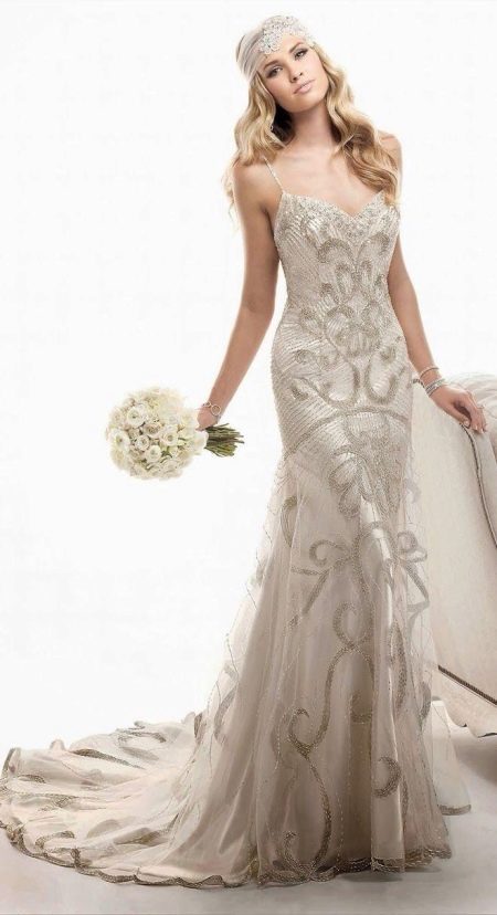 Retro style lace mermaid wedding dress