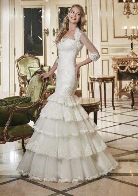 Mermaid Lace Wedding Dress with Tiered Skirt