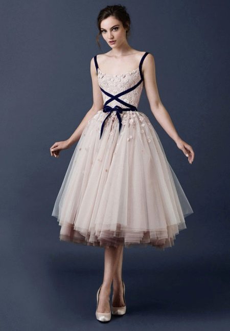 Short lace top wedding dress