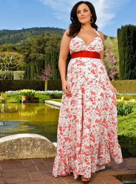 evening dress with a wide belt for wedding