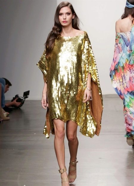 Summer short evening dress gold