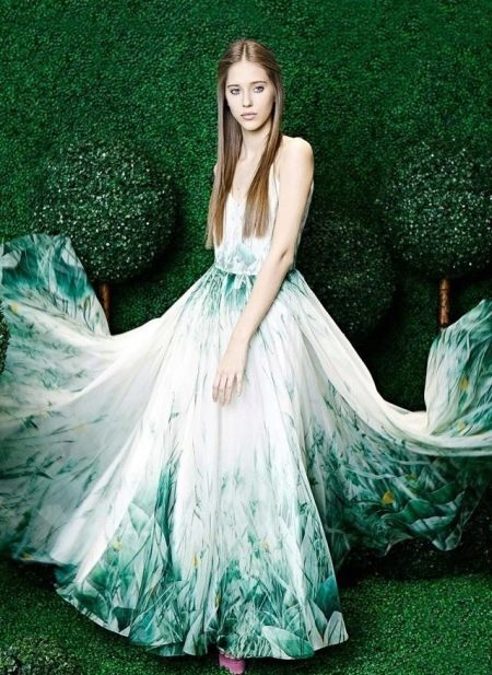 Evening summer dress with a free cut