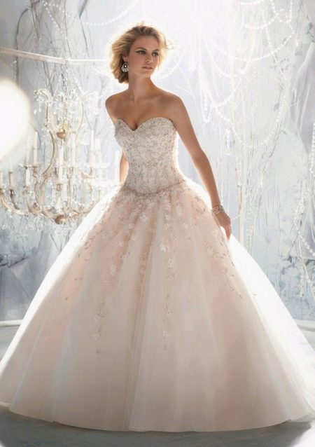 Ivory pink wedding dress