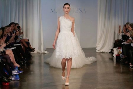 Short wedding dress on one shoulder