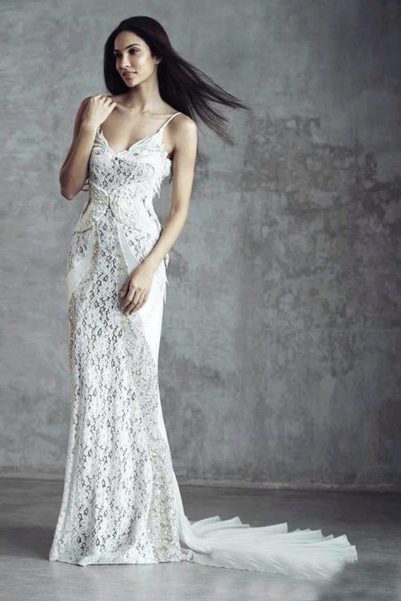 Lace wedding dress with straps