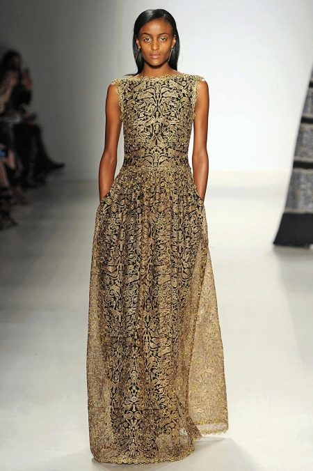 Patterned evening dress for women 40 years