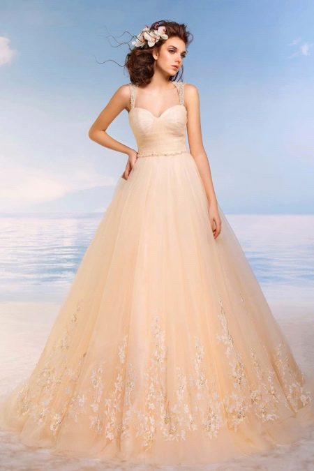 Lush peach wedding dress