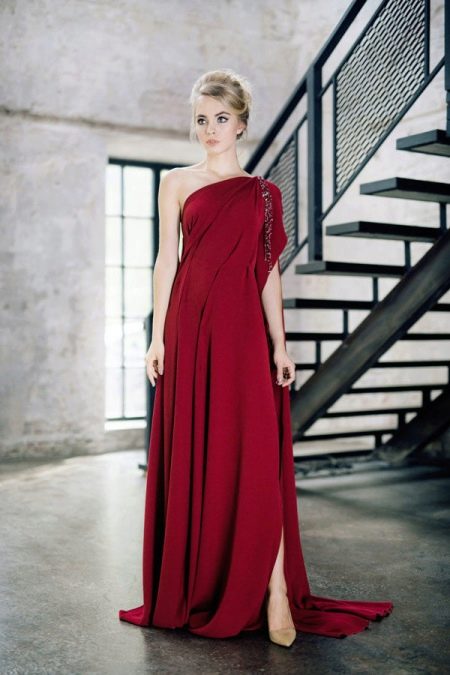 Burgundy party evening dress