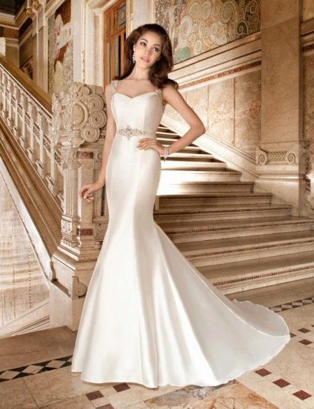 Satin wedding dress with train