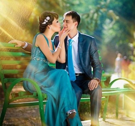 Wedding color dress and groom's outfit