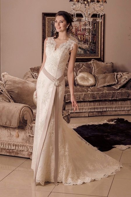Lace wedding dress with train