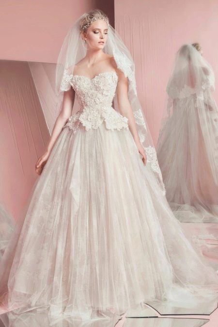 Long peplum wedding dress