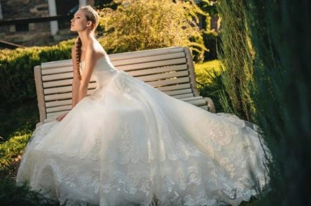 Wedding dress with embroidery on the skirt