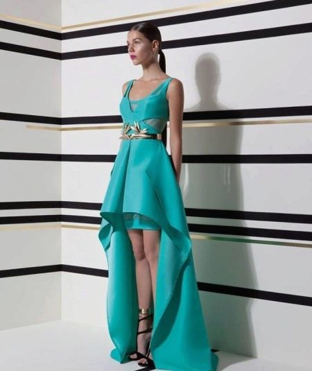 Turquoise evening dress short in front long in back