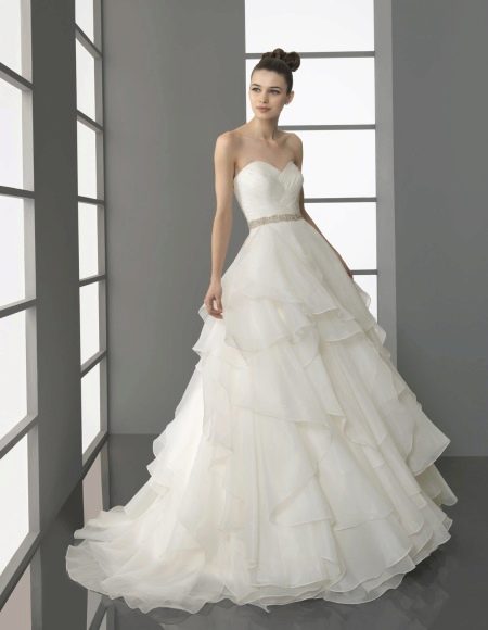 Wedding dress with layered skirt