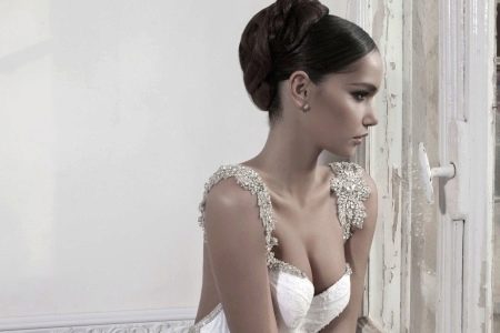 Rhinestone decoration on a wedding dress